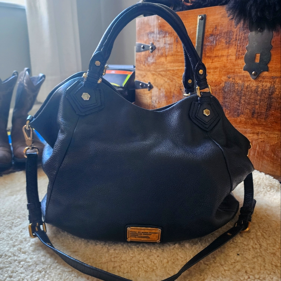 Marc By Marc Jacobs Francesca Black Pebble Leather Extra Large Hobo Shoulder Bag